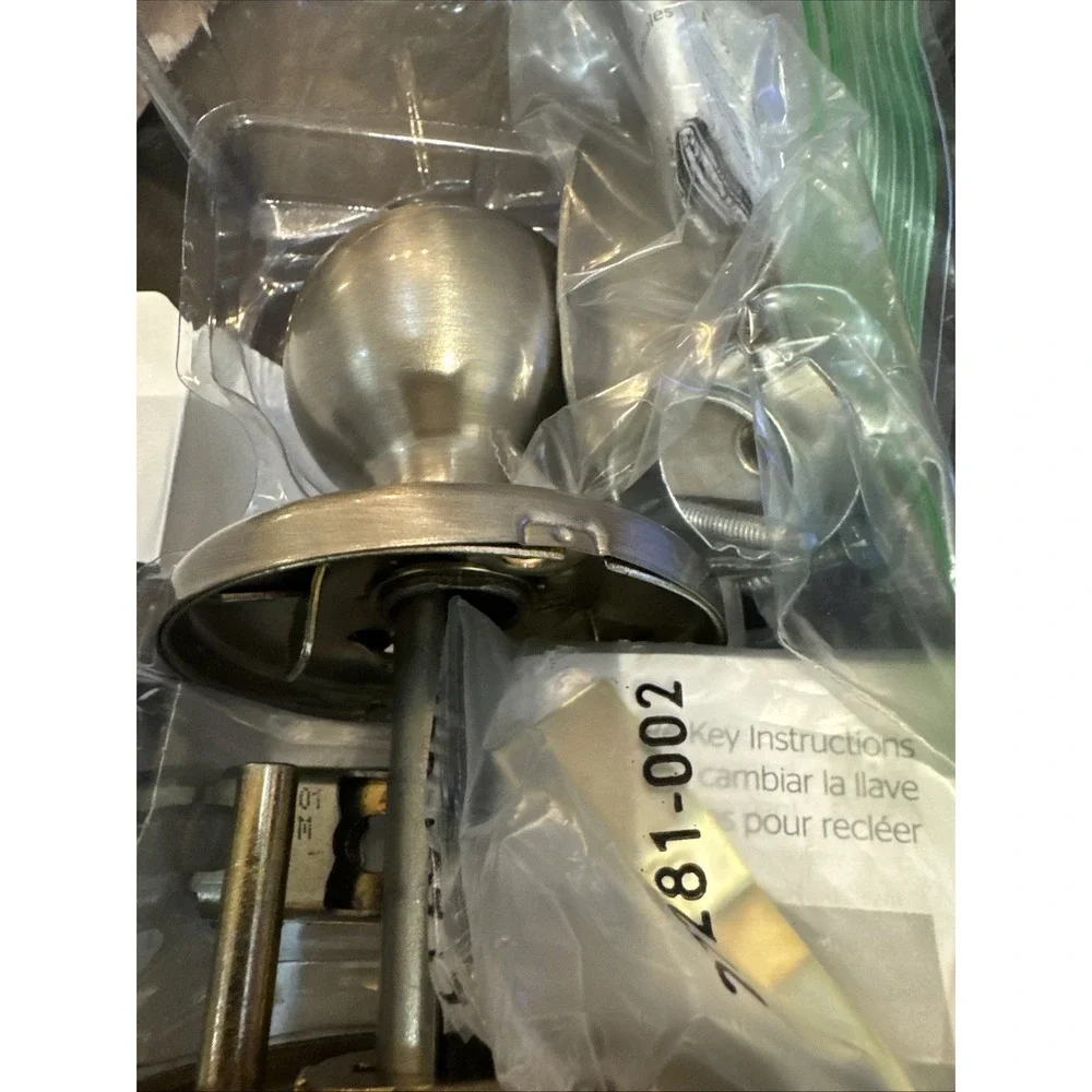 Kwikset 400P Round Polo Keyed Entry Door Knob, Satin Nickel 94002-826